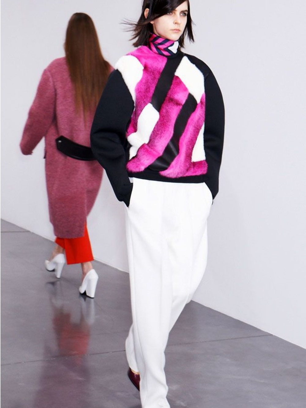 Céline Fall 2012 Runway Mink & Leather Sweatshirt Phoebe Philo Size XS